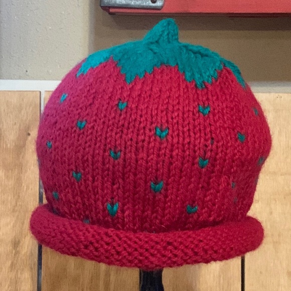 Other - Strawberry Hand Knit Baby Hat Stretchy GREAT GIFT!